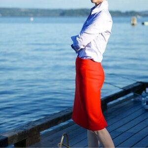 Talbots Red Wool Pencil Skirt